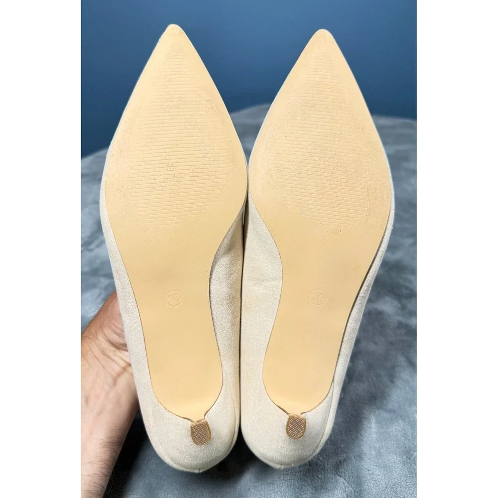 Journee Collection Kitten Heels Womens 10 Beige Pointed Toe Slingback